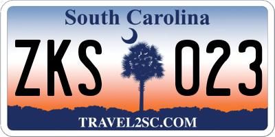 SC license plate ZKS023