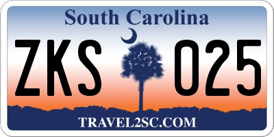 SC license plate ZKS025