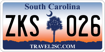 SC license plate ZKS026