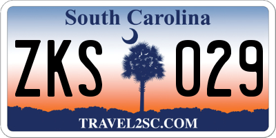 SC license plate ZKS029