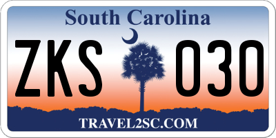 SC license plate ZKS030