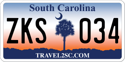 SC license plate ZKS034