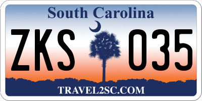 SC license plate ZKS035
