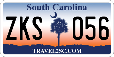 SC license plate ZKS056