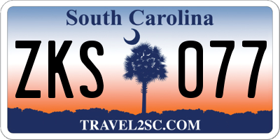 SC license plate ZKS077