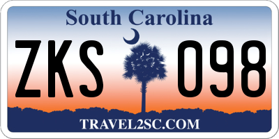 SC license plate ZKS098
