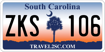SC license plate ZKS106