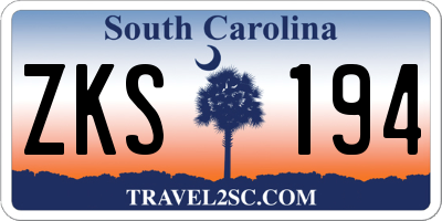 SC license plate ZKS194
