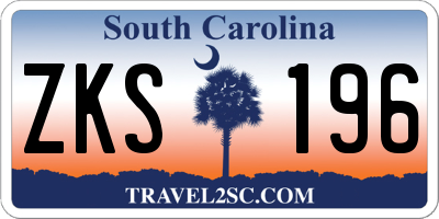 SC license plate ZKS196