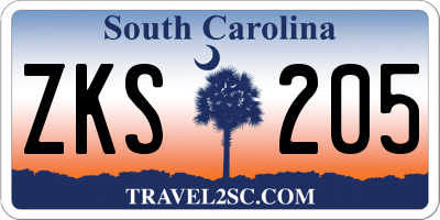 SC license plate ZKS205