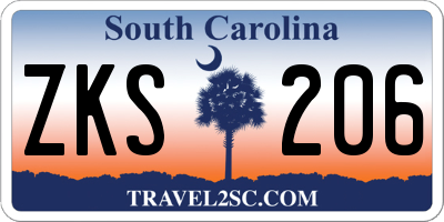 SC license plate ZKS206