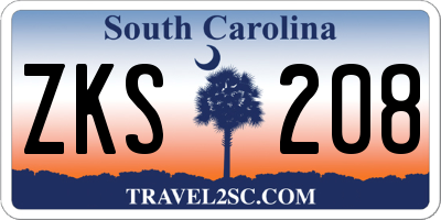 SC license plate ZKS208