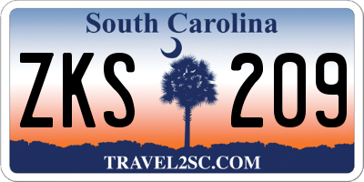 SC license plate ZKS209