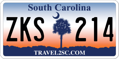 SC license plate ZKS214