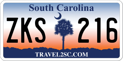 SC license plate ZKS216