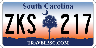 SC license plate ZKS217