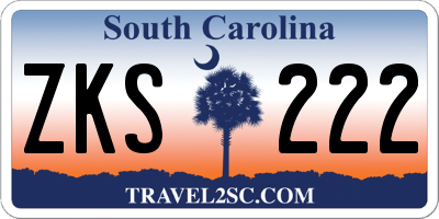 SC license plate ZKS222