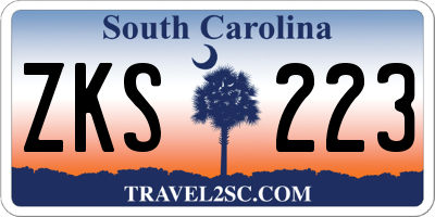 SC license plate ZKS223