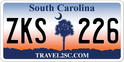 SC license plate ZKS226