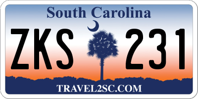SC license plate ZKS231