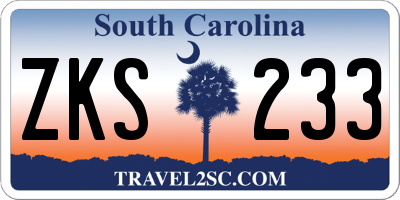 SC license plate ZKS233