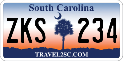 SC license plate ZKS234