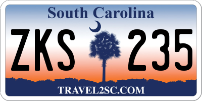 SC license plate ZKS235