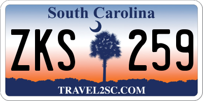 SC license plate ZKS259