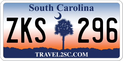 SC license plate ZKS296