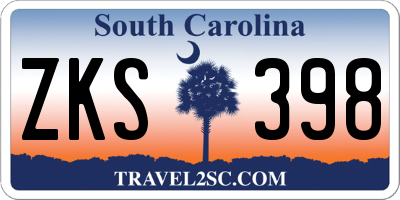 SC license plate ZKS398