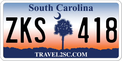 SC license plate ZKS418