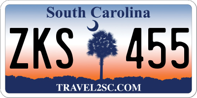 SC license plate ZKS455