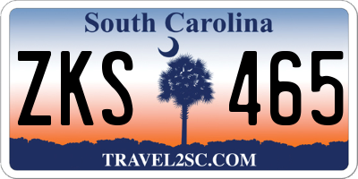 SC license plate ZKS465