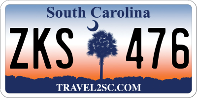 SC license plate ZKS476