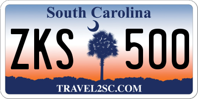 SC license plate ZKS500