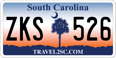 SC license plate ZKS526