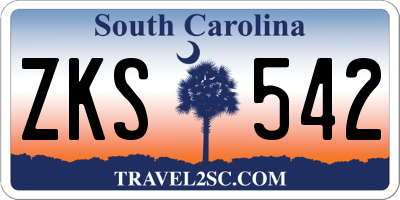 SC license plate ZKS542