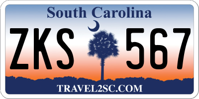 SC license plate ZKS567