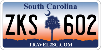 SC license plate ZKS602
