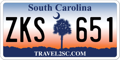 SC license plate ZKS651