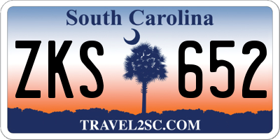 SC license plate ZKS652