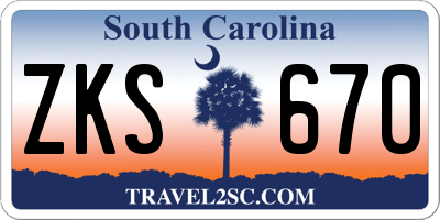 SC license plate ZKS670