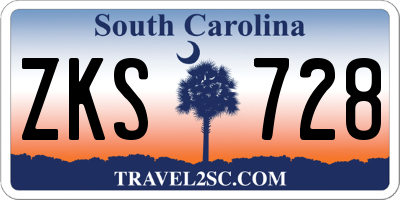 SC license plate ZKS728