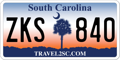 SC license plate ZKS840
