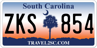 SC license plate ZKS854