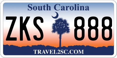 SC license plate ZKS888