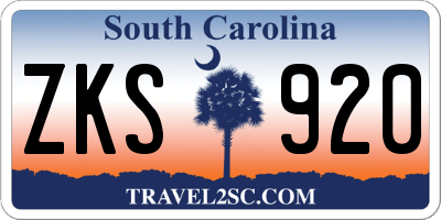 SC license plate ZKS920