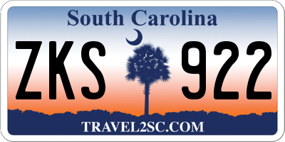 SC license plate ZKS922