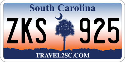 SC license plate ZKS925