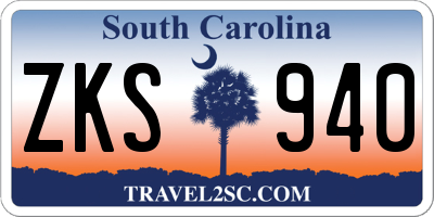 SC license plate ZKS940